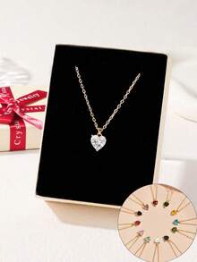 一盒4件套心形首饰套装，可定制心形项链、耳环和手链，适合日常佩戴、派对、约会、婚礼、新娘礼物、送给妈妈的礼物、生日、情人节等场合。 - 4pcs set with Box - 查看 21