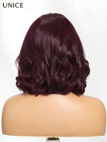 UNice Black Cherry Bye-Bye Knots™ 7x5 Lace Closure Glueless Bob Drawstring Wig With Curtain Bangs Wave Short Bob Human Hair Wig Pre Plucked Pre Cut Lace Put On And Go Glueless Human Hair Wigs 150% Density - 流行色(其他顏色) - 查看 5