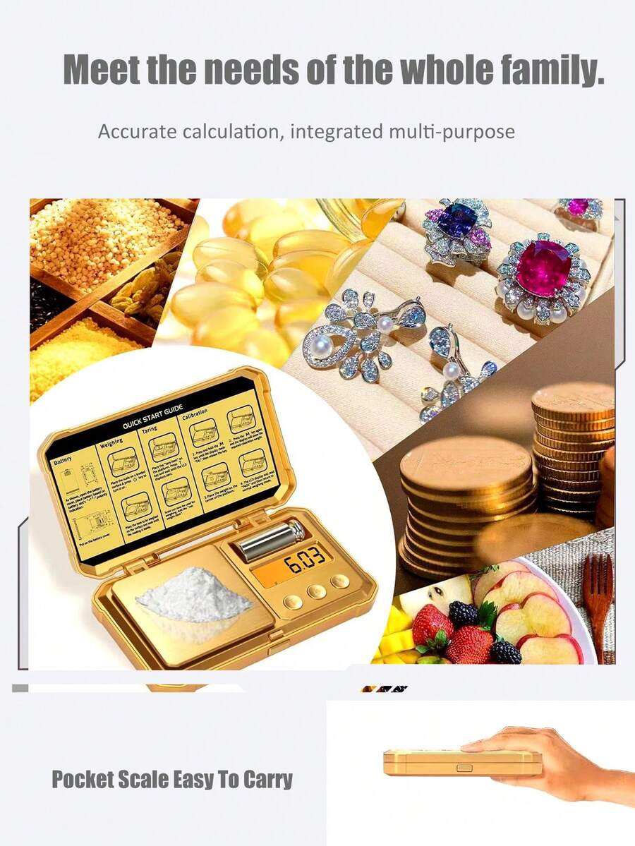 [Precisión Portátil] Báscula de Joyería de 200g – Función de Tara de Un Solo Toque, Conversión de Múltiples Unidades – Báscula de Bolsillo de Precisión para Pesar Joyas, Diamantes y Oro; Incluye Cubierta Protectora para la Plataforma de Pesaje; Baterías No Incluidas.