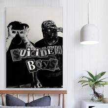 1pc Framed 1pc  "Suicide Boys" Hip Hop Album Cover Canvas Poster - Stylish Black & White Wall Art, Print With Bold Graphic Design For Living Room, Bedroom, Office Decor  2D - Đóng khung - Xem 3