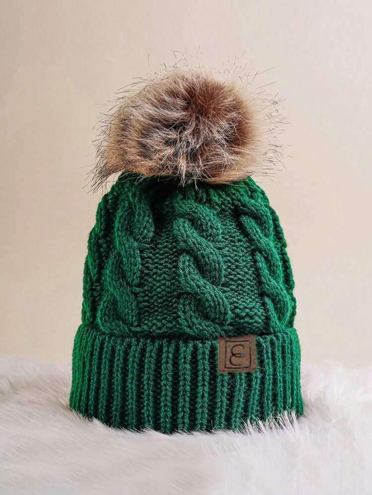 1 件男女通用保暖透气 Y2K 风格绒球针织帽，时尚适合户外滑雪和休闲穿着 - 白色 - 查看 22