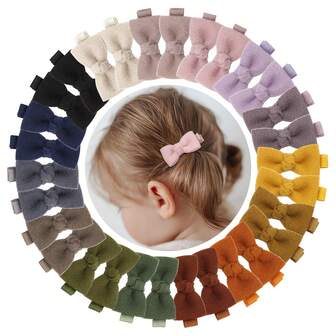 10/20个秋冬季2英寸蝴蝶结发夹，女童蝴蝶结发卡，植绒材质蝴蝶结发饰，植绒材质