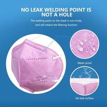 KN95 Face Mask 50 PCS Breathable Protection Masks Individually Wrapped 5-Ply KN95 Black Masks Cup Dust Safety Masks - Hot Pink - View 4