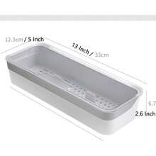 TFKI Plastic Kitchen Drawer Organizer With Lid And Drainer Stackable Utensil Holder For Countertop Silverware Tray Flatware Organizers - 13x4.7x2.4 Inch Spatula Cutlery Storage Box - trong suốt - Xem 7