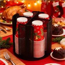 4-Fach Weihnachts-Tassen und Deckel Organizer, drehbarer Kaffeetassen Halter, geeignet für Badezimmer, Esszimmer, Lounge, Kaffeestation, Bar, Buffet, Schrank, Theke - Verschiedenfarbig - Übersicht 5