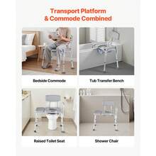 Bedside Commode Chair, 500 Lbs Weight Capacity, 4-In-1 Portable Toilet And Raised Toilet Seat With Padded Seat And Backrest, Detachable 5L Bucket, Adjustable Height Adult Potty Chair For Seniors - Wheelless Backrest Single Aluminum Soft Seat Cushion 500 Lbs - View 2