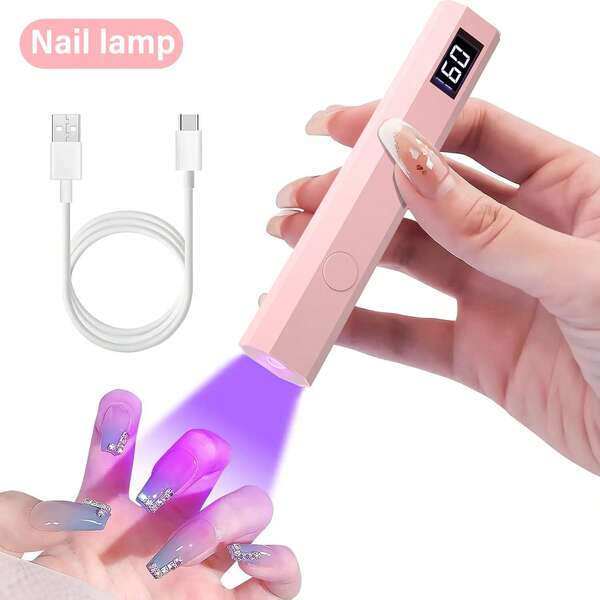 Secador de uñas portátil, lámpara secadora de uñas USB mini, lámpara LED UV de 180mAh de batería, adecuada para curar todos los geles de uñas, aplicable para salón de uñas en el hogar