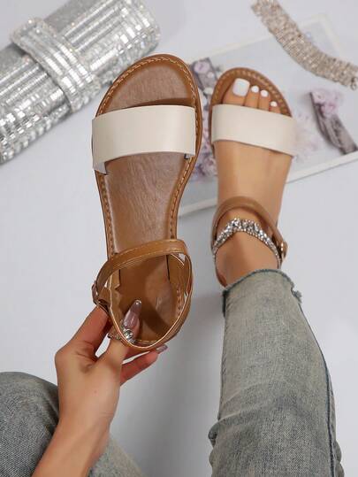 Neue Mode Damen Alltags Lässig Zehentrenner Flache Sandalen