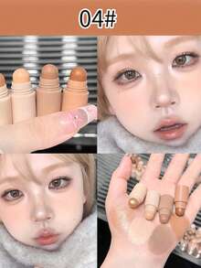 4-In-1 Highlighter & Concealer Stick, Matte Finish, Moisturizing, Enhanced Coverage, Creates Natural Flawless Makeup Look, Suitable For Daily And Party Makeup, Great Gift For Birthday, Valentine's Day, Party, Etc. - 彩色 - 查看 14