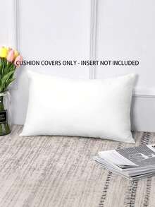 Capa de almofada em branco puro 2 peças/4 peças/6 peças, capa de almofada quadrada de poliéster simples e moderna, sem enchimento, zíper oculto, pode fazer padrões favoritos DIY, adequada para decoração de quarto e sala de estar - Branco - Ver 6