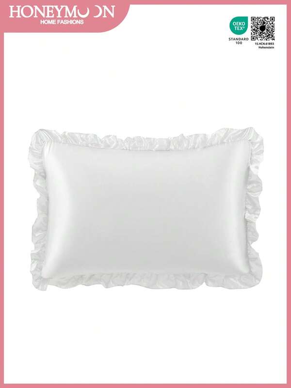 1pc Satin Pillowcase With Lace, Silk Pillow Case For Hair And Skin, Luxurious And Silky Smooth, Ultra Soft And Breathable, No Filler, Machine Washable,For Home Bedding And School Bedding Dorm Essentials, Oeko-Tex Certified