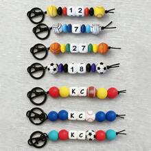 1pc Customized Name Bag Charm Silicone Letter Football/Basketball/Baseball/Rugby/Volleyball Sports Lover Bag Pendant Phone Accessories Gifts For Women Gifts For Men Personalised Gifts Funny Gifts Dad Gifts - Pastel - View 4