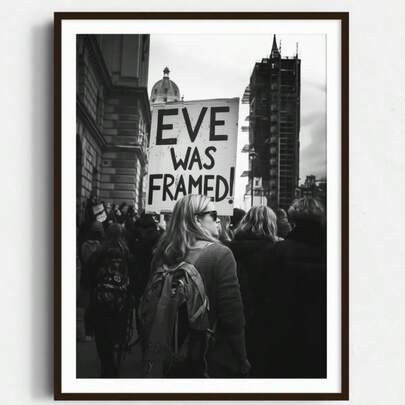 1 件 Eve 框画：复古抗议墙艺术黑白复古帆布印刷海报无框装饰