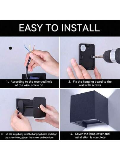 LED Wand Light, Square Up Down Lighting Outdoor Lamp, Waterproof Porch Verlichting Home Patio/Yard/Garden/Stairway/Street/Living Room/Bedroom/Kitchen/Bathroom/Hallway/Corridor, Choose Material As Needed view 7