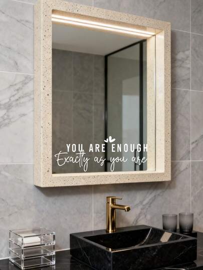 1/2 Piezas "Eres suficiente tal y como eres" Conjunto de pegatinas de texto inspiracional - Vinilos autoadhesivos con afirmación positiva | Adecuado para espejos, paredes, coches, puertas, ventanas (sala de estar, baño, vestidor) | Decoración del hogar motivacional para aliento diario