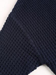 男士宽松针织开衫，长袖V领口袋休闲毛衣外套，秋冬款 - 寶藍色 - 查看 8