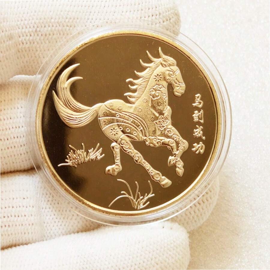 10pcs (5pcs Commemorative Coins + 5pcs Gift Bags) / 2pcs (1pc Commemorative Coins + 1pc Gift Bags) Optional Chinese Zodiac Horse Commemorative Coins, Lucky Horse Badges With Gift Bag, New Year, Birthday, Wedding, Baby Shower, Valentine's Day, Anniversary, Mother's Day, Father's Day, Back To School, Graduation Party, Holiday, Birthday Decoration, Random Color And Style - Multicolor - View 1