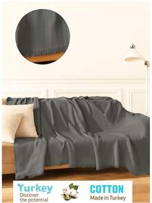 Non-Slip Tassel Sofa Cover – 100% Cotton – 170*200 Cm – Soft And Comfortable, Made In Türkiye - Dark Grey - View 2