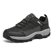 1 Pair Men's Sports Shoes Leather Breathable Casual Shoes Anti-Skid Hiking Shoes For Women Running Outdoor Brand Shoes - Black - View 3