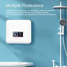 Calentador de agua instantáneo de 5500W, eléctrico, sin tanque, montaje en pared, pantalla LED, con modo termostato y ajuste de potencia, para cocina o baño - Multicolor - Ver 9