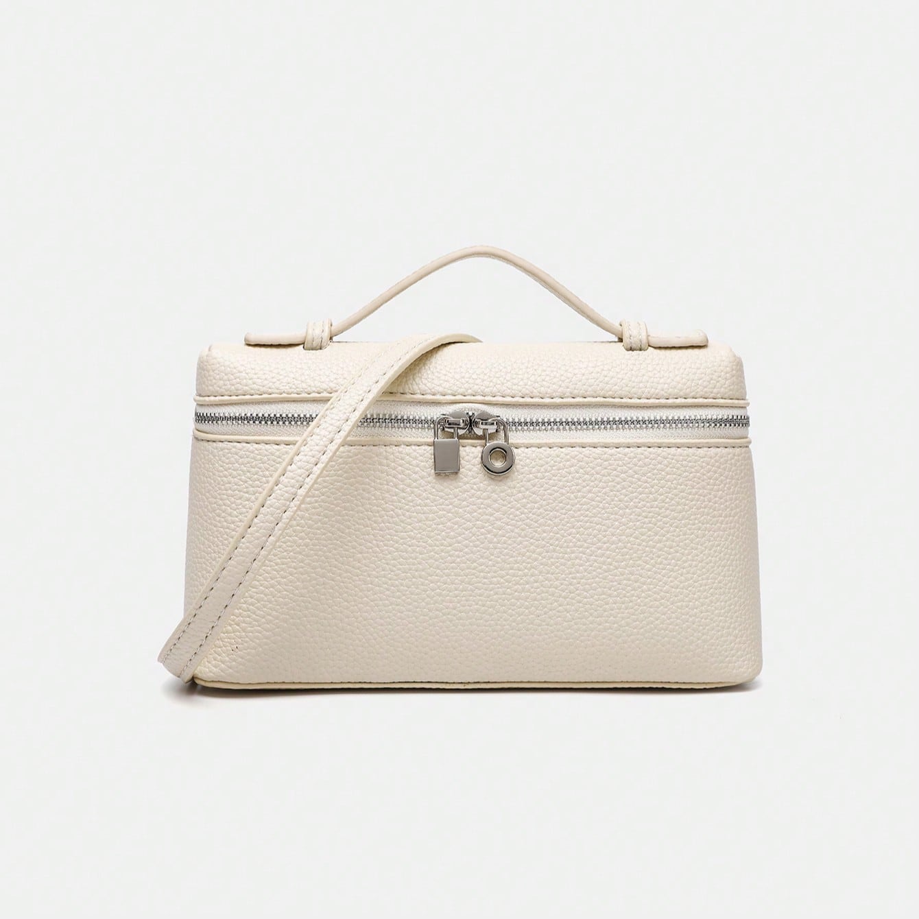 Pieza Bolso de hombro cuadrado para mujer con patrón de piel de litchi de unicolor en PU, adecuado para combinar con la moda diaria y salir