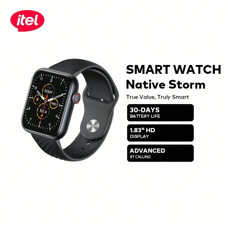 Itel 1.83'' Sones Smart Watch Native Storm Water Proof (ISW-O11)-Black - Black - View 1