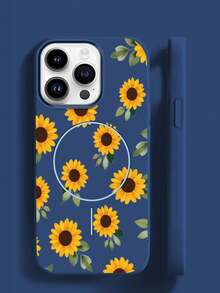 Custodia magnetica opaca per iPhone 16 Pro Max, 15 Pro Max, 11, 12, 13, 14 Pro Max, 14 Plus, 16 Plus. Custodia protettiva in TPU a forma di girasole, scocca morbida e antiurto.