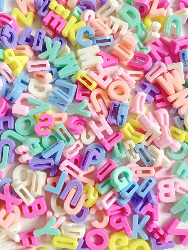 200/Pcs Bohemian Alphabet Beads Set, Acrylic 3D Letter Beads For Jewelry Making, DIY Bracelet Kit, Friendship Gift, Art & Craft Supplies, Fashion Accessories For Keychains, Phone Charms, Creative DIY Parts, Ideal For Valentine's, Thanksgiving, Christmas - Synthetic Stone, No Plating - Multicolor - View 10