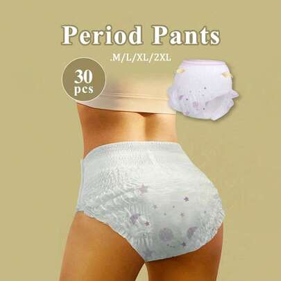 30 قطعة من ملابس داخلية نسائية للدورة الشهرية، قابلة للتخلص منها، بدون رائحة، وسادات صحية لاستخدام النهار والليل لارتداء مريح