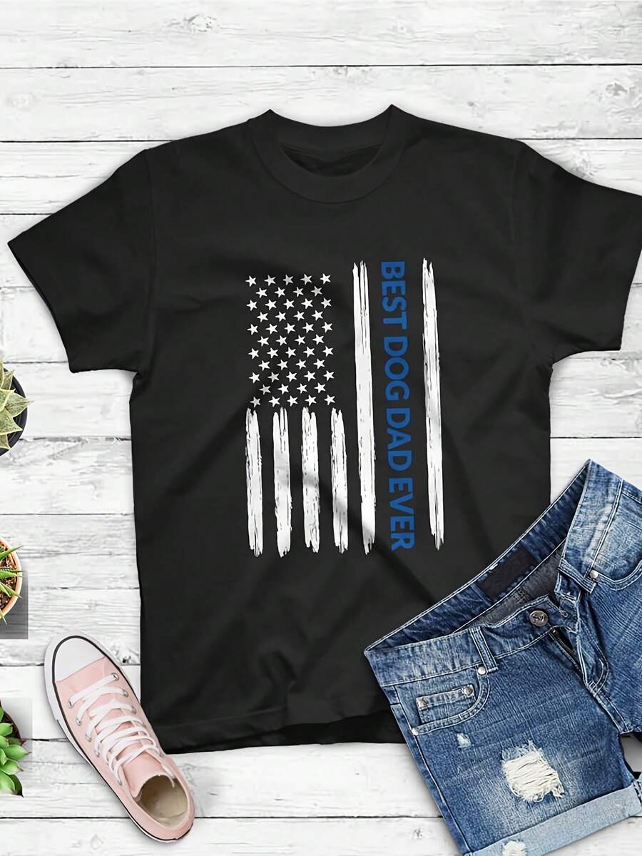 Best Dog Dad Ever An Flag T-Shirt Gift For Best Father,This Fun Printed Casual T-Shirt Is The Perfect Gift For Valentine's Day/Christmas - 款式27 - 查看 1