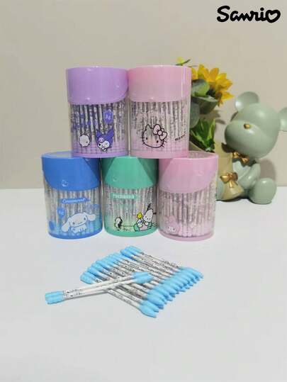 Sanrio 120支装三丽鸥可爱卡通多用途卫生棉签，尖头螺旋设计，柔软吸水，天然棉质，银离子抗菌，优质染料，可爱印花纸杆，可用于精致眼唇妆容，日常清洁，宠物护理必备品