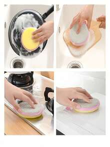 6/12 件装双面海绵厨房洗碗机海绵刷