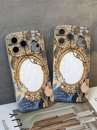 1pc Minimalist Fashion Butterfly Mirror Mosaic Pattern Solid Color Angel Eye TPU Soft Silicone Phone Case, Compatible With Apple Phones, Great Gift For Friends, Family, Couples, Birthday, Holidays