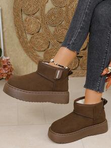 Fall/Winter Thick Sole Comfortable Slip-On Ankle Boots, Warm, Fashionable, Versatile,Fur Boots