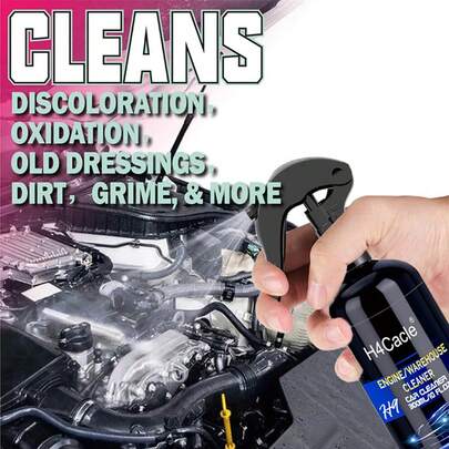 H4Cacle Limpiador de compartimento del motor del coche, desengrasante potente que elimina el aceite pesado, protector y abrillantador del motor, descontaminación y desengrase profundo del compartimento, limpiador multiusos para polvo y aceite pesado (50/100/300ml)