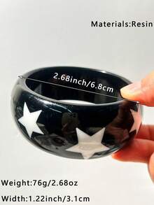 1 chiếc vòng tay nhựa cổ điển, màu đen và hồng, thiết kế nhiều họa tiết ngôi sao và chấm bi, thích hợp để kết hợp hàng ngày, mua sắm, làm quà tặng cho bạn bè, trang sức thời trang - Nhiều màu B - Xem 6