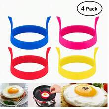 Casavie 4pcs Silicone Egg Rings – Nonstick Easy-Release Cooking Molds For Perfect Fried Eggs & Pancakes, Heat-Resistant Kitchen Tools For Frying And Baking, Ideal Christmas Gift For Home Chefs - Multicolor - View 2