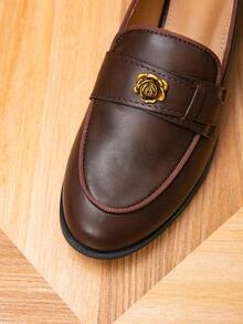 Women's Round Toe Metal Buckle Flat Loafers, Outdoor Retro Women's Flats, Women's Casual Shoes, Brogue Women Shoes