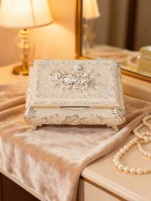 European Style Rose Flower Romantic Creative Jewelry Box Necklace Storage Box High-Grade Metal Organizer Valentine Gift Back To School - Multicolor - View 5