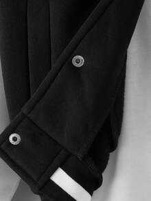 Boys' Fashionable Casual Contrasting Color Baseball Jacket, College Style Jacket, Suitable For Daily And Outdoor Wear, Anime Character Printed Boys' Baseball Jacket, Jacket - 黑色 - 查看 5