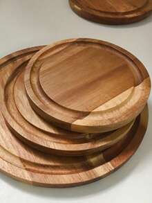 Wooden Round Tray With Grooves, Dinner Plate, Cheese Board, Suitable For Coffee Tables And Home Decoration, Appetizers, Cakes, Snacks, Coffee Tray, Acacia Tray, Country Style, Kitchen Tools, Friend Parties, Birthday Party Table Setting, Easy To Clean, Can Be Given As Housewarming, Thanksgiving, New Year Gifts