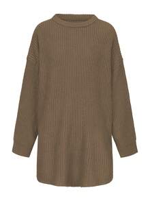 Áo len nữ dáng rộng cổ tròn, kiểu dáng tối giản, màu trơn, phong cách retro, hoàn hảo cho năm mới, Giáng sinh và Ngày Valentine. - màu nâu - Xem 12