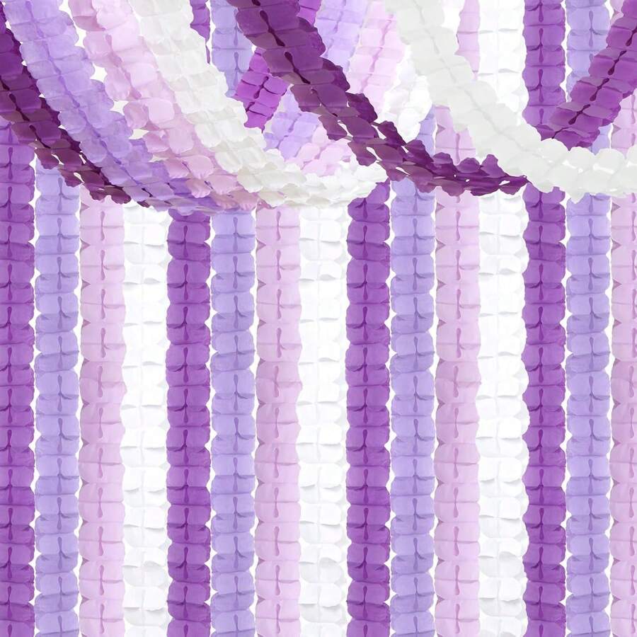 Baby Royal Navy Blue Party Decorations Streamers Garland - 12pcs Boy Birthday Frozen Ocean Shower 4 - Leaf Paper Clover Streamer, Bachelorette Bridal Wedding Engagement Banners Decor 2025 - Glycine violette blanche - Voir 1