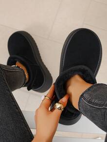 Fall/Winter Thick Sole Comfortable Slip-On Ankle Boots, Warm, Fashionable, Versatile,Fur Boots