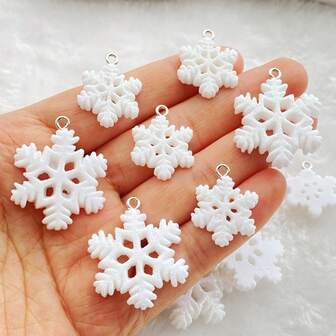 10 piezas de adornos de copo de nieve de resina navideños - Collar, pulsera, aretes, llavero y accesorios para bolso - Con agujeros para colgar fácilmente, accesorios de regalo perfectos - Regalos navideños ideales