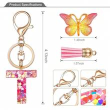 JINGUAZI Initial Letter Keychains For Women Tassel Butterfly Pink Purple Cute Car Keychain For Wallet Backpack Bag Charm{Inchcolor_nameinch:InchT-Pinkinch} - T-粉紅色 - 查看 4