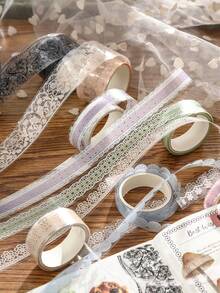15 Rolls/Box Of Exquisite Lace Pattern Transparent Tape, Waterproof PET Material Creative Design Tape, Suitable For Scrapbook Decoration, Gift Wrapping Decoration, Art Item Decoration Tape, A Gift For Friends - Multicolor - View 10