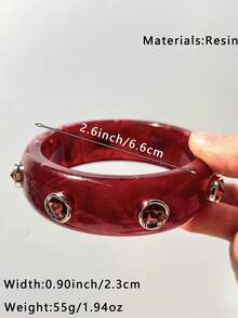 1 chiếc vòng tay nhựa cổ điển, màu đen và hồng, thiết kế nhiều họa tiết ngôi sao và chấm bi, thích hợp để kết hợp hàng ngày, mua sắm, làm quà tặng cho bạn bè, trang sức thời trang - Nhiều màu B - Xem 5