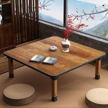 Japanese Foldable Coffee Table Portable Low Tea Table Wooden Folding Dining Study Breakfast Serving Table Collapsable Small Desk Tatami Sitting On The Floor Table For Home Living Room Bedroom Study SpaceSaving Design 27.6 11.8in Square Lightweight And Easy To Store - 棕色 - 查看 4