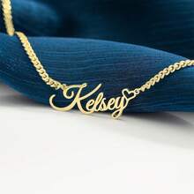 Personalized 4mm Cuban Chain Heart-Shaped Pendant Necklace - Customized Stainless Steel Pendant, Simple And Elegant Design Suitable For Daily Or Special Occasions, Perfect Gift For Women, Customized, Mother's Day Gift - Multicolor - View 3
